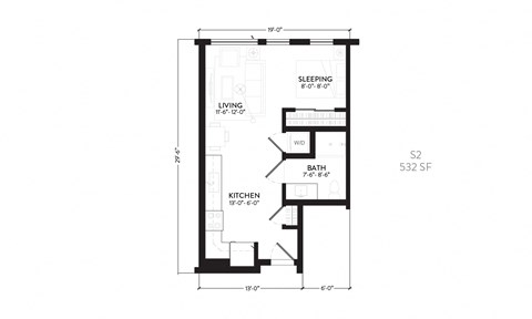 a floor plan of a small house with a bedroom and a living room